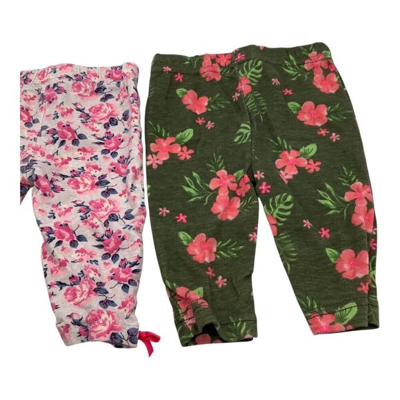 2pcs Baby Girl Floral Pants Size 0-3M Elastic Waist Comfort Multicolor - Picture 9 of 12